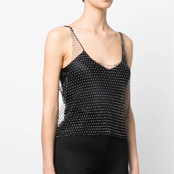 NWT Saint Laurent Crystal Embellished Mesh Top - Picture 1 of 5